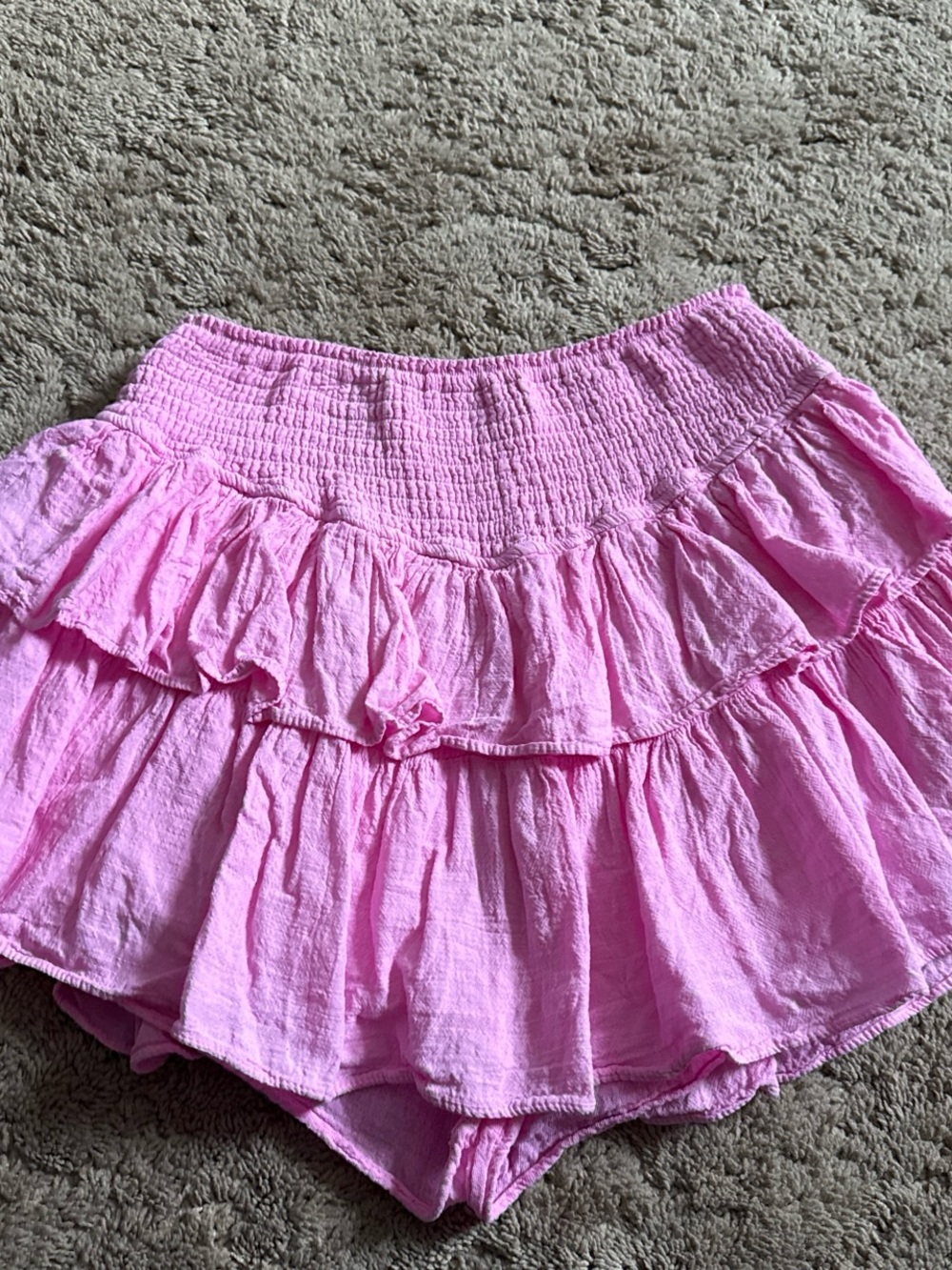Women’s Pink Tiered Skater Skirt with Elastic Waist
